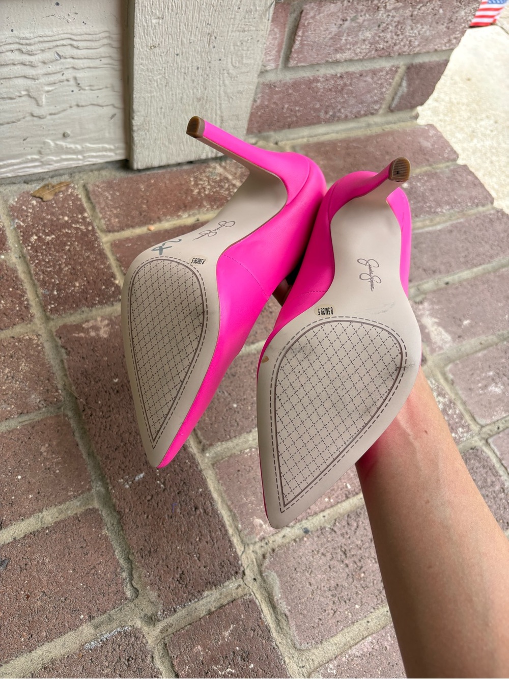 Jessica Simpson Bright Pink Pointed Toe Pumps - Picture 6 of 6